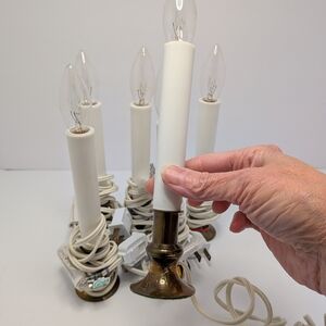 Vintage Electric Candle Lamps Window 6 Brass Base Christmas Lights Plug In
